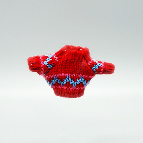 모루인형 장식  빗살 스웨터 빨강/하늘 (5개)